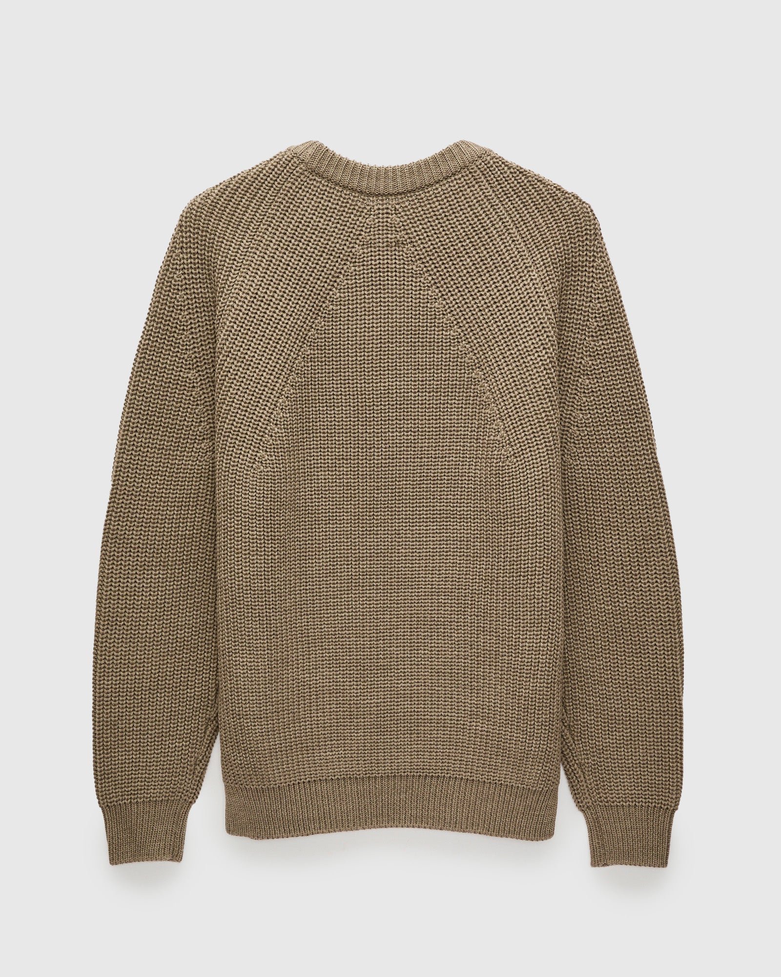Signature Knit Wool Crewneck in Melange Brown - Image 3