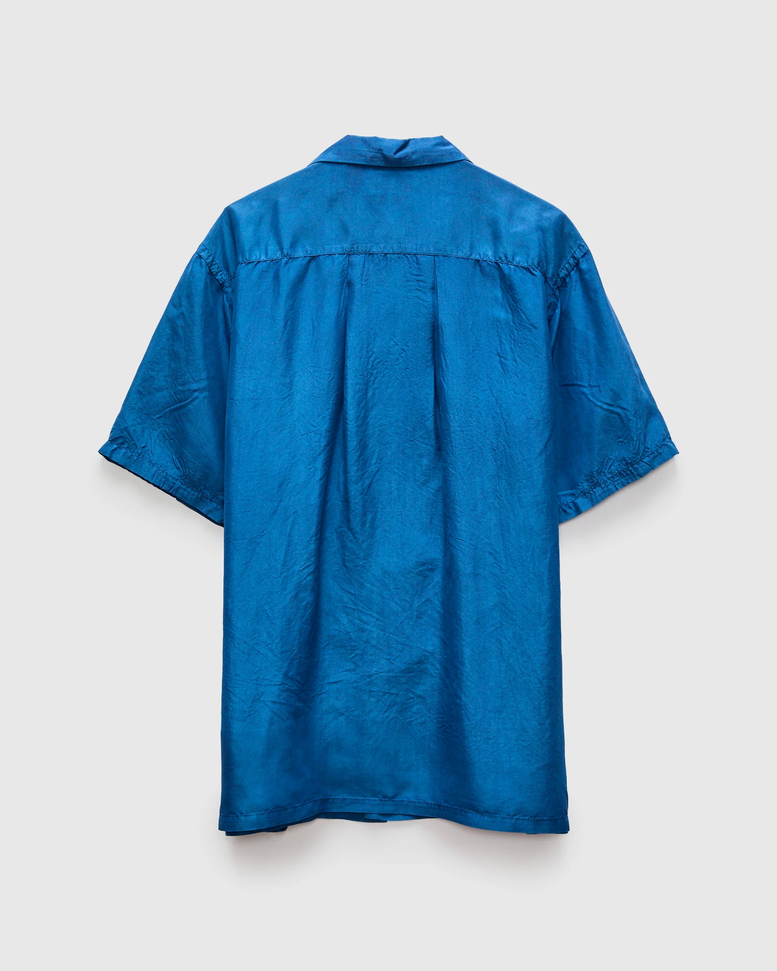 Silk Habutae Short Sleeve Shirt in Pure Light Indigo - Image 3
