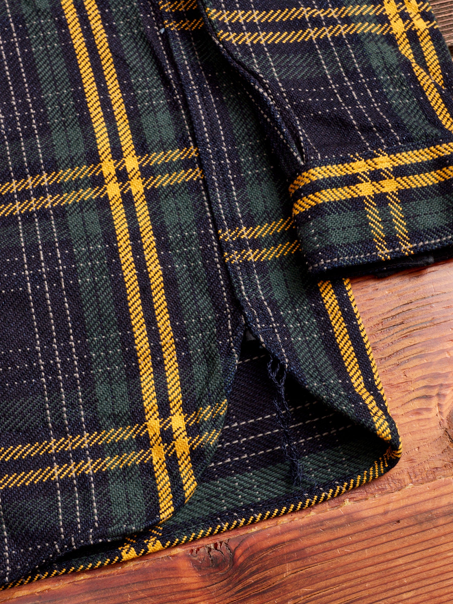 SIN22-01W Rope Dyed Flannel Shirt in Indigo/Green - Image 8
