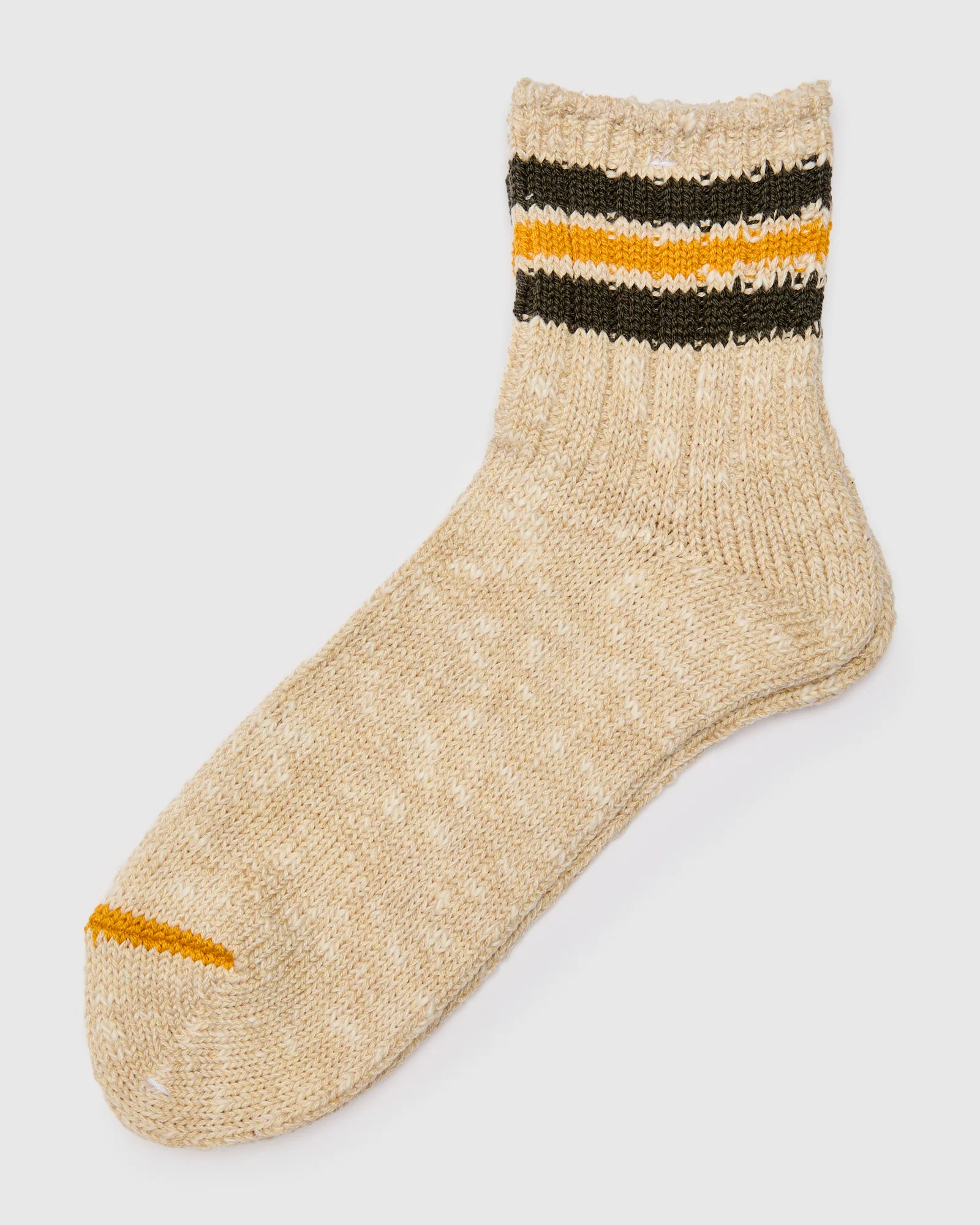 3 Line Quarter Length Sock in Olive/Gold - Image 2