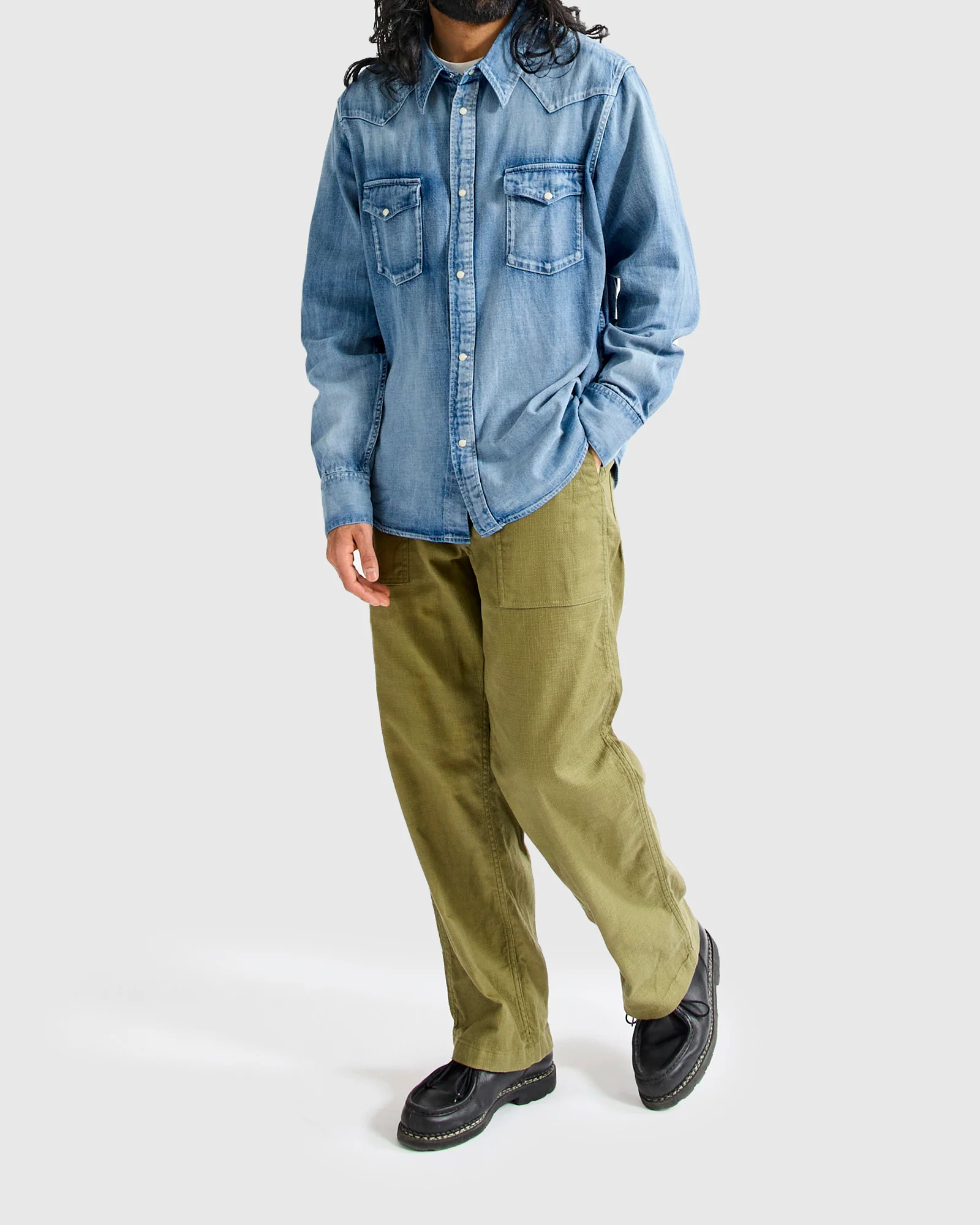 Social Sculpture Shirt Damaged in Light Indigo - Image 9