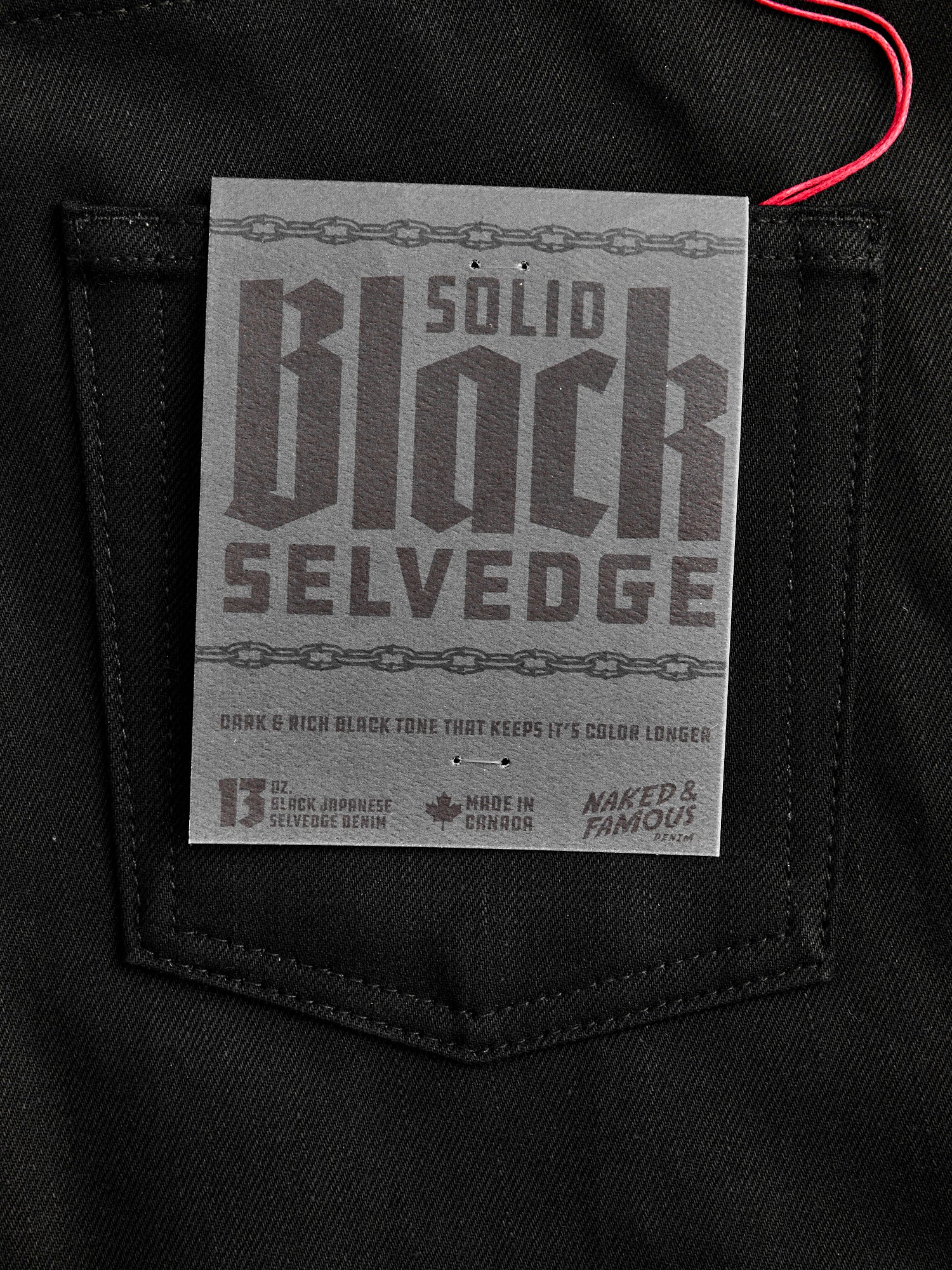 "Solid Black" 14oz Selvedge Denim - Easy Guy Fit - Image 4