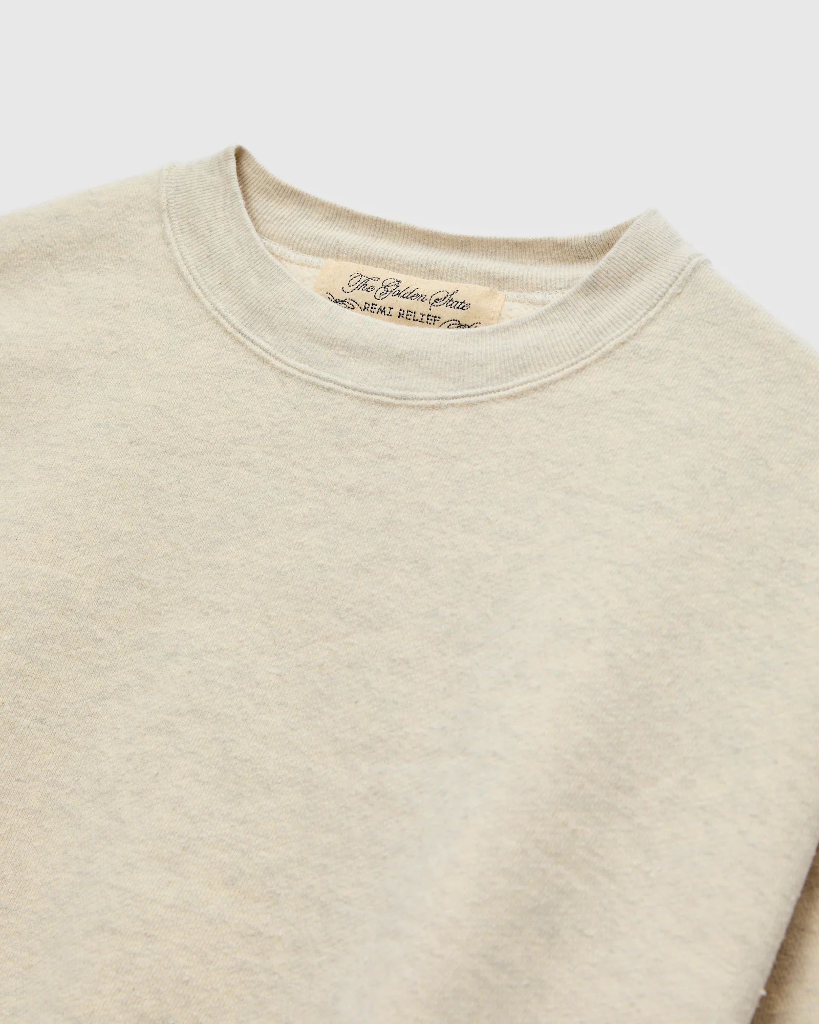 Special Finish Fleece Lined Crewneck in Oatmeal - Image 3