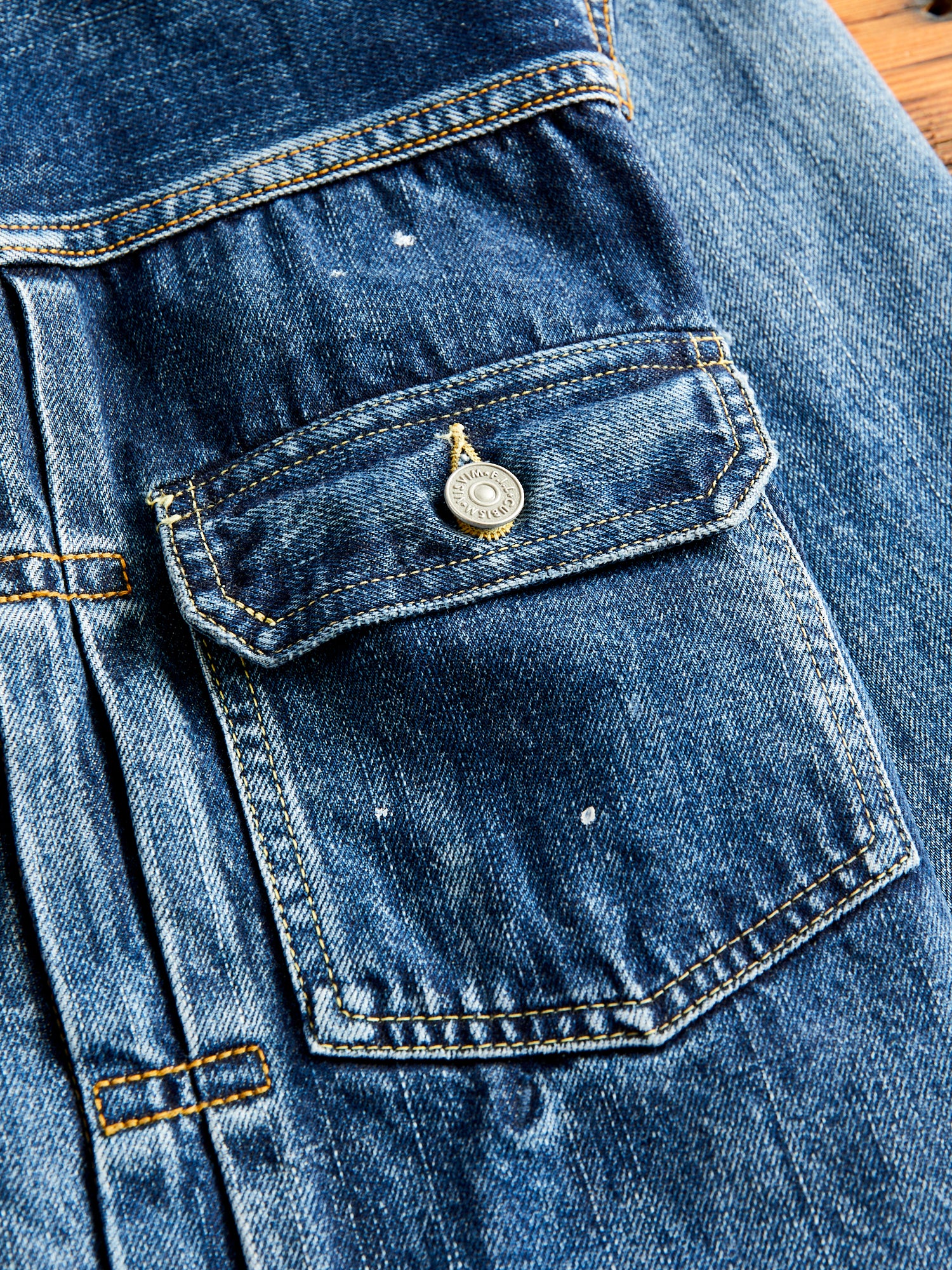 SS 101 Damaged Denim JKT in 1010 Washed Indigo - Image 4