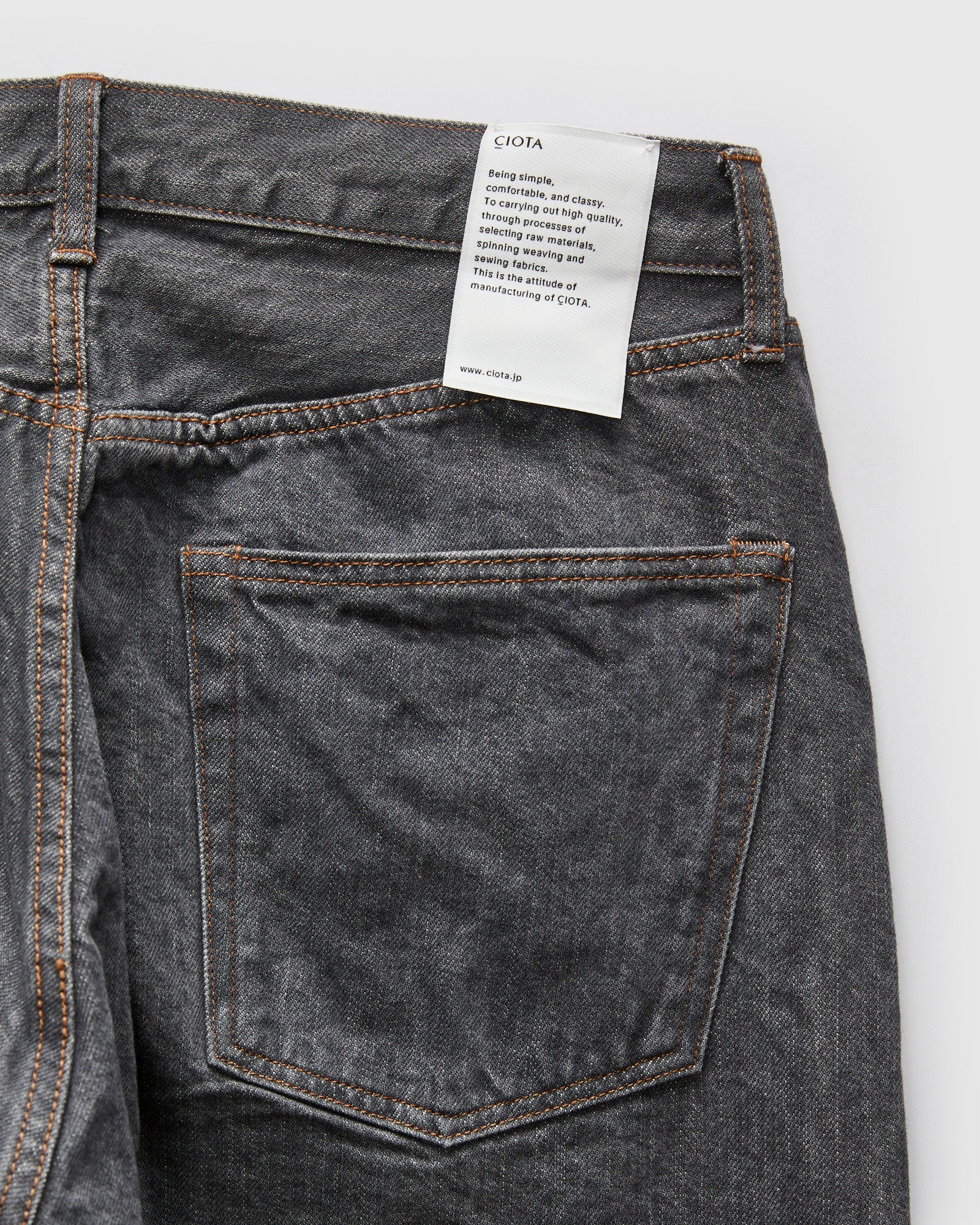 Straight 5 Pocket Selvedge Denim Pants in Medium Grey - Image 3