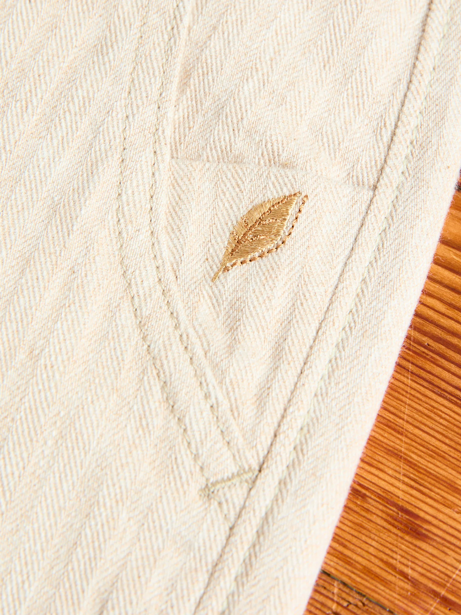Stretch Herringbone Trousers in Heather Beige - Image 5