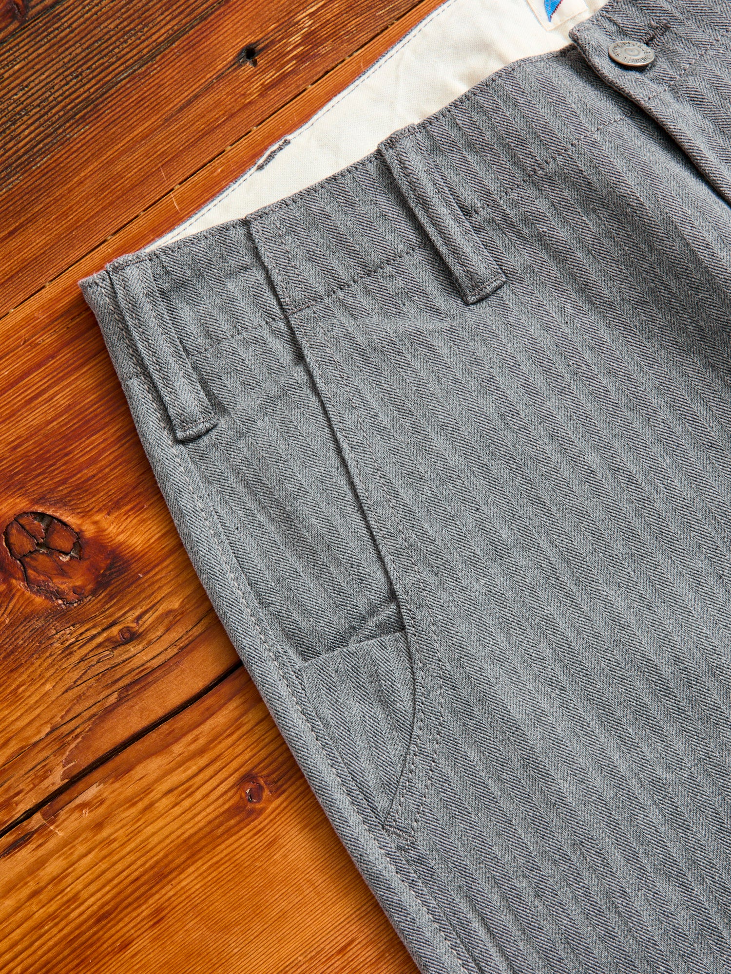 Stretch Herringbone Trousers in Heather Grey - Image 4