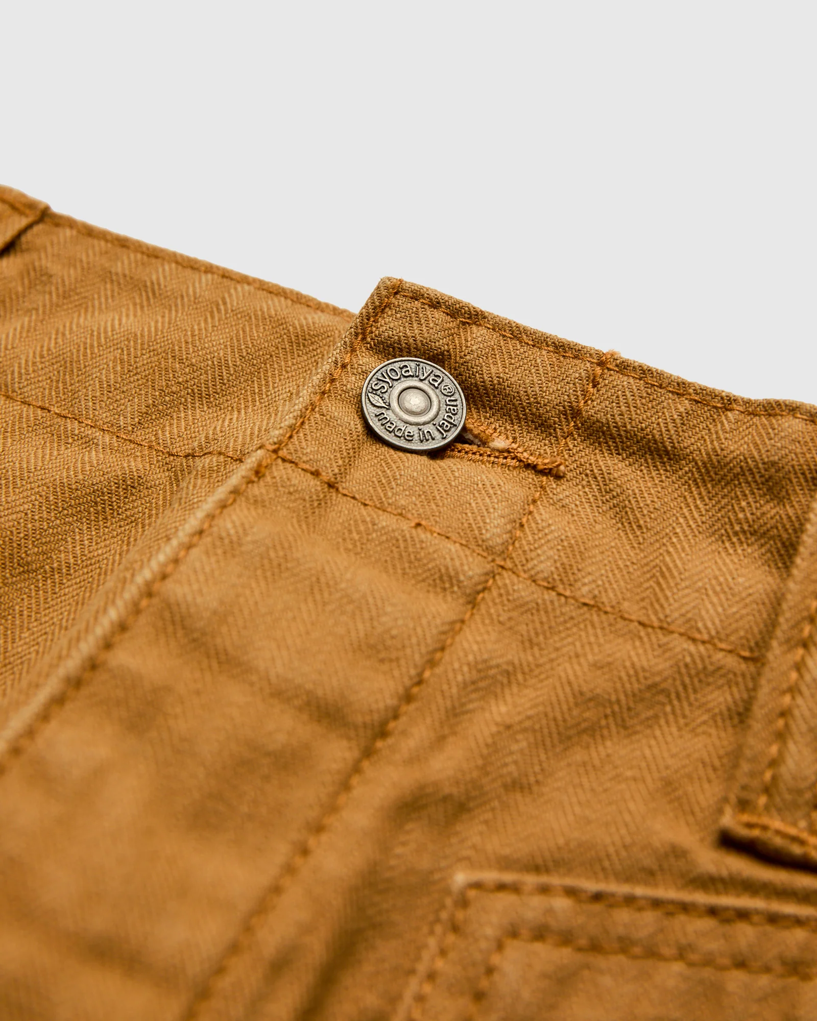 Sulfur Dye Herringbone Work Pants in Camel - Image 6