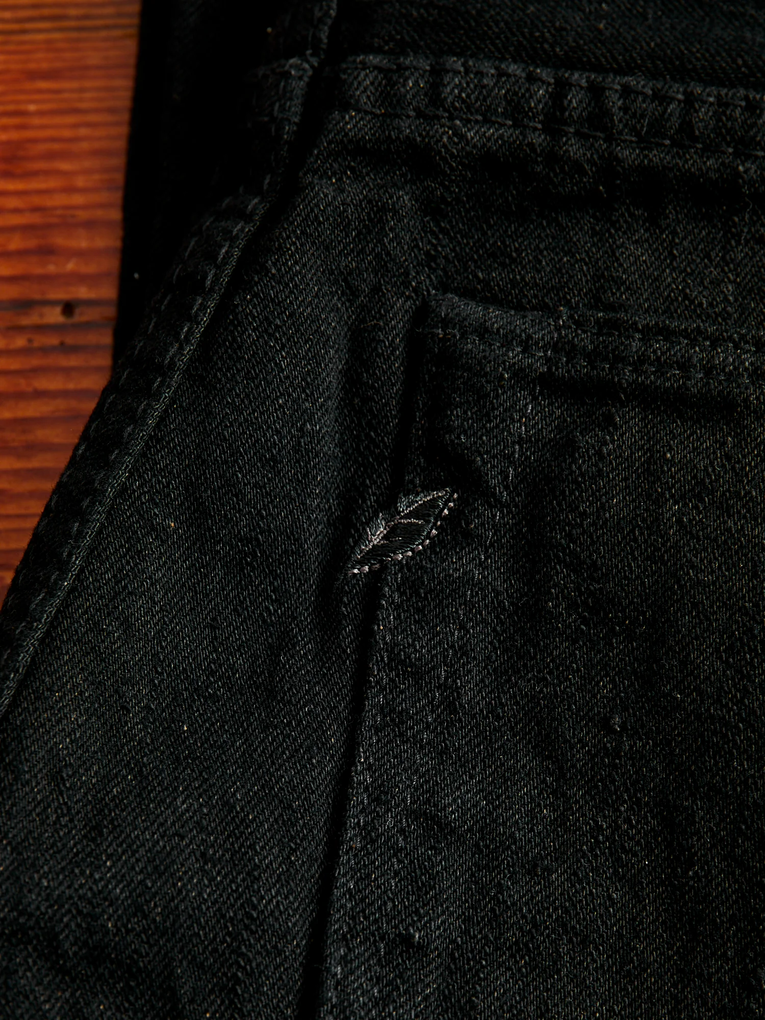 TCD-003-BK "Teacore Black" 14oz Rinsed Black Selvedge Denim - Regular Straight Fit - Image 11