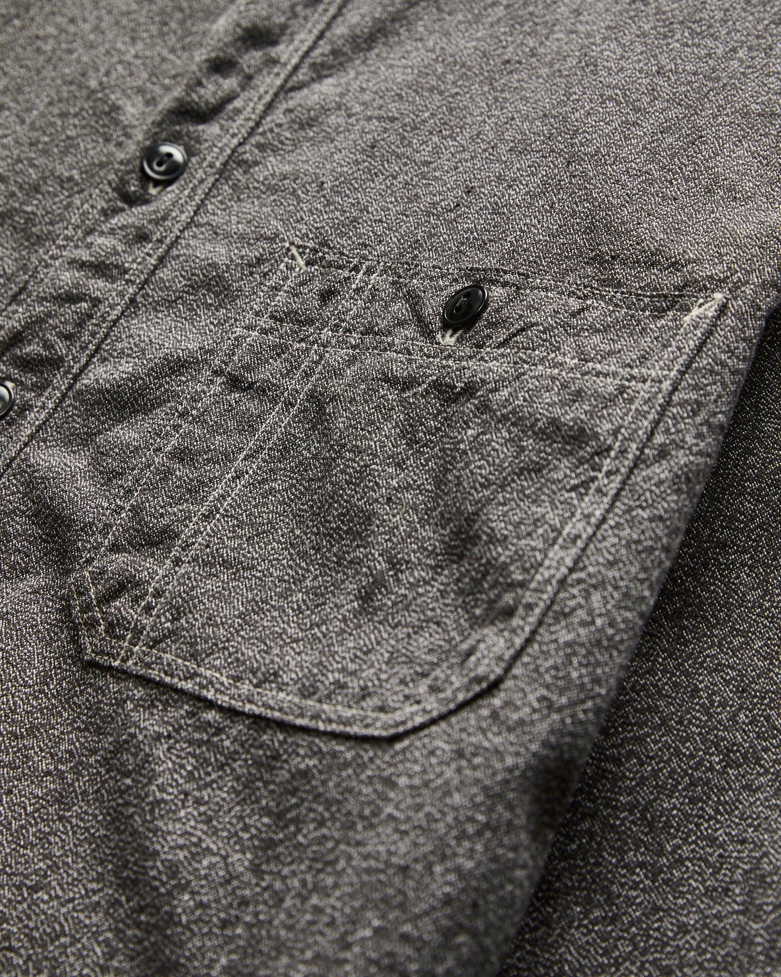 Triple Stitch Covert Chambray Shirt in Charcoal Black - Image 5