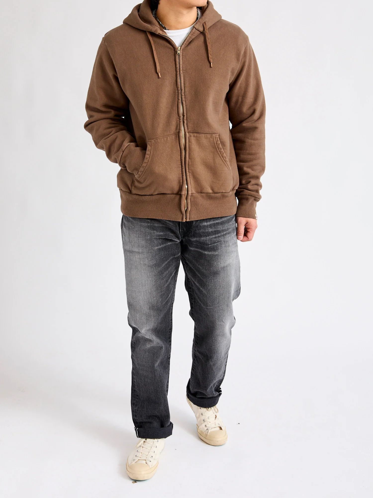 Tube Knit Zip Hoodie in Brown - Image 9