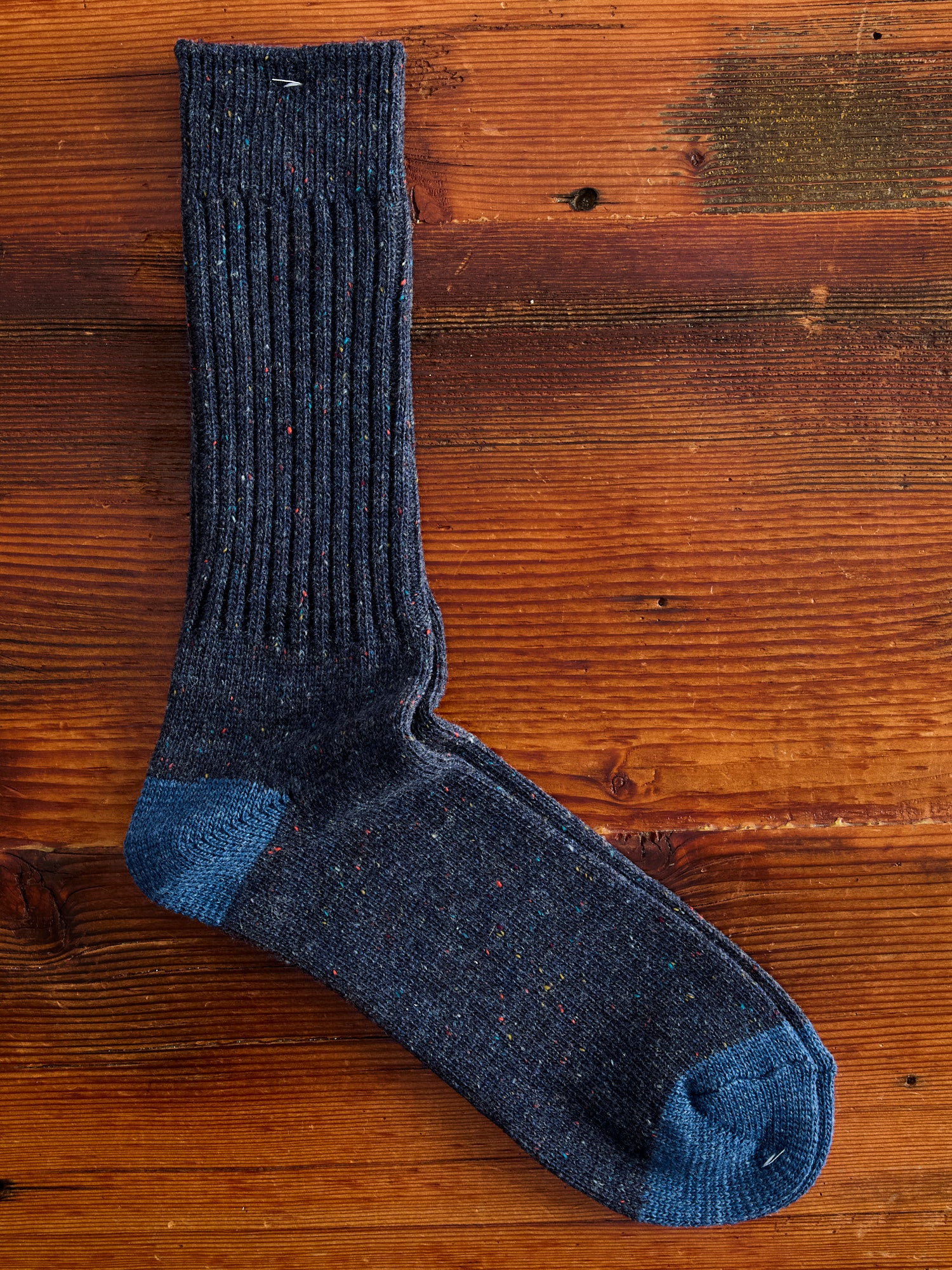 Tweed Nep Crew Sock in Navy - Image 2