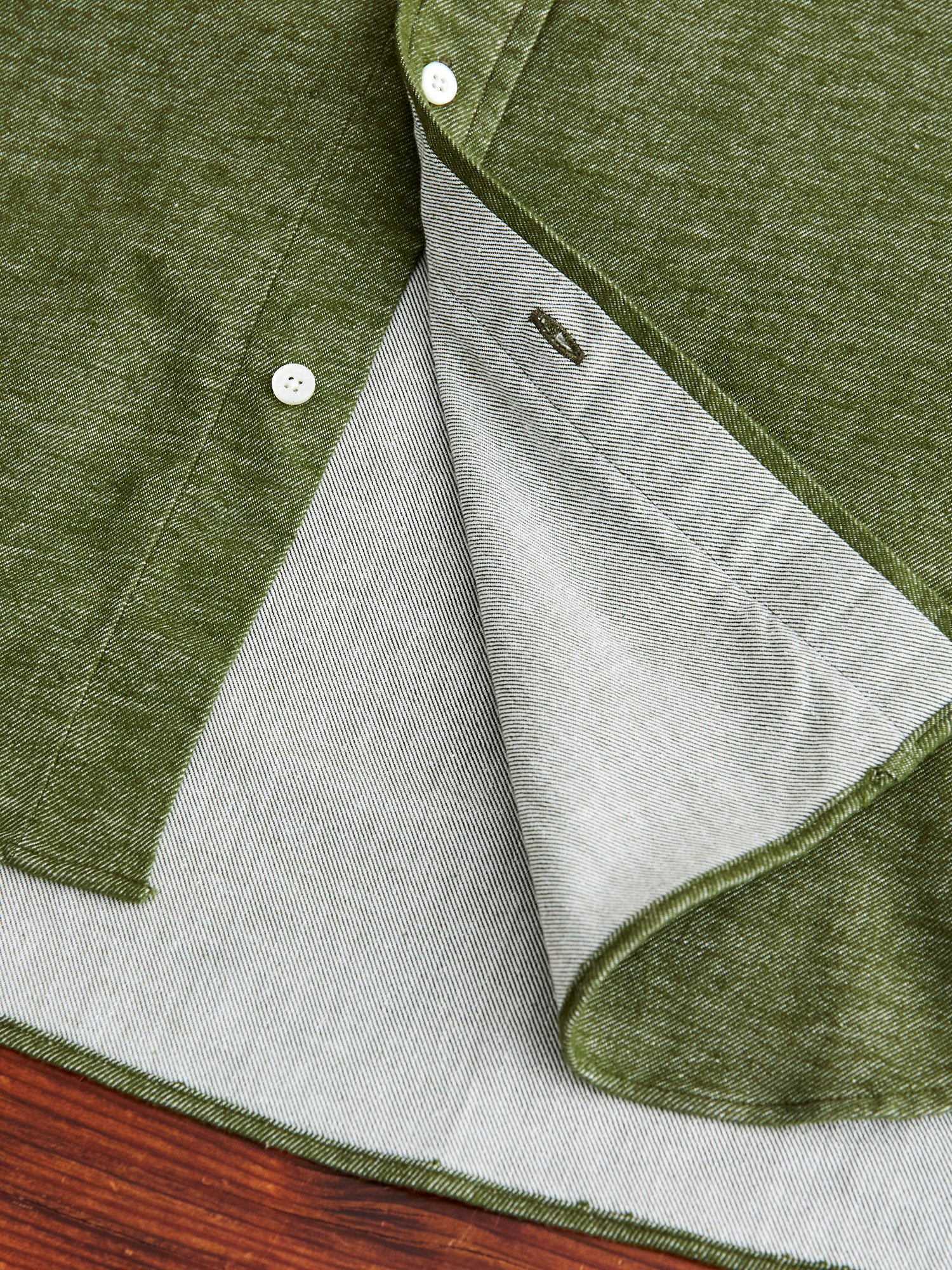 Twill Flannel Button-Down Shirt in Olive - Image 7