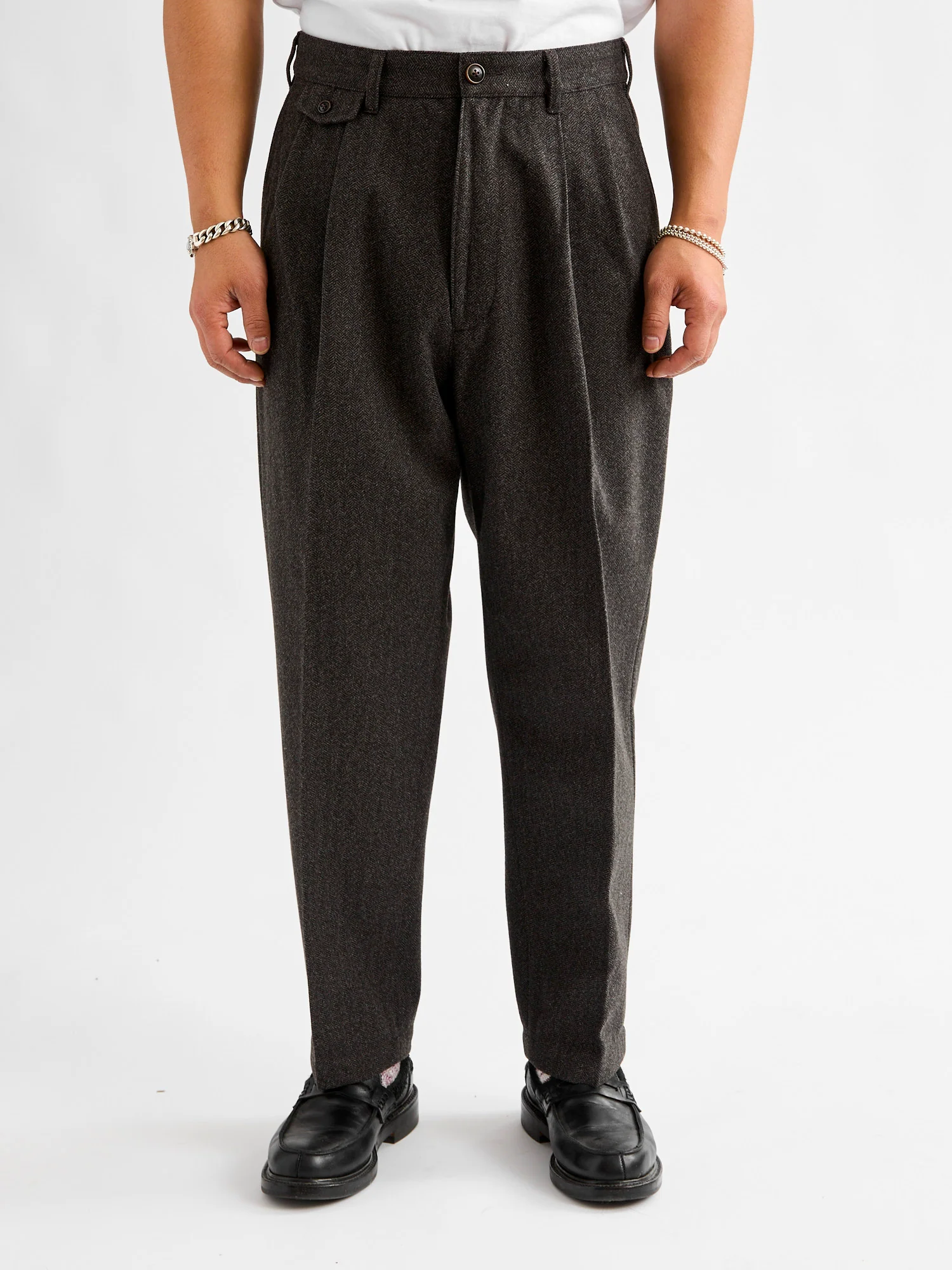 Two-Pleat Suit Trousers in Brown Herringbone - Image 2