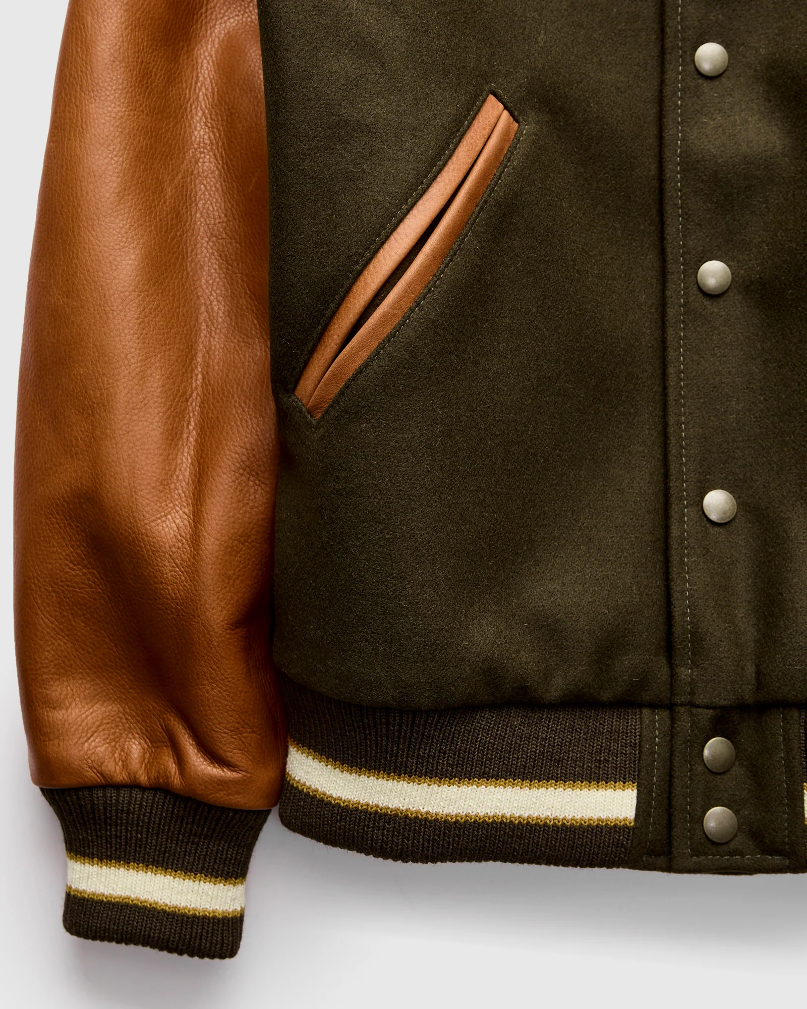 Varsity Jacket in Loden/Rust - Image 6