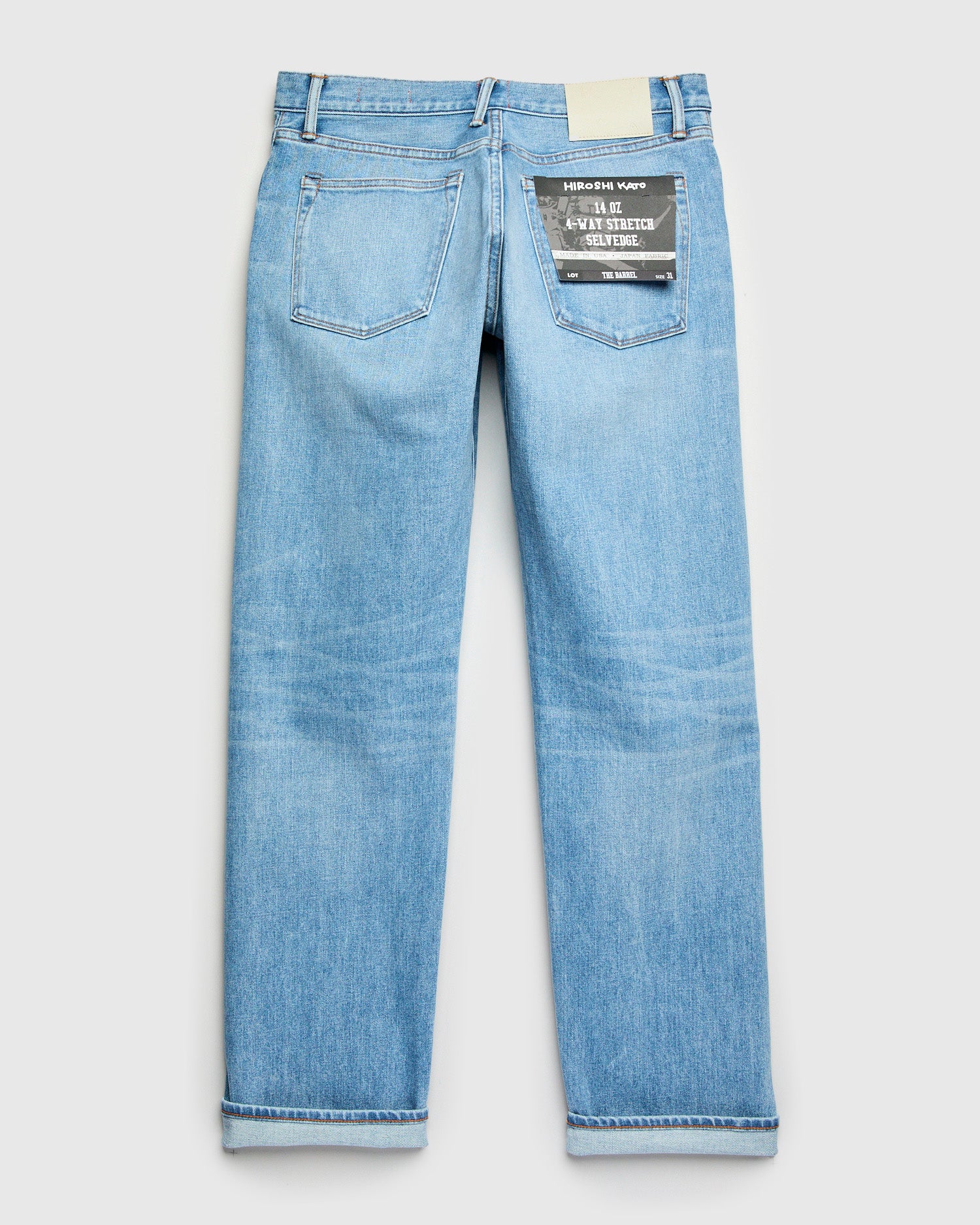 "Vinnie" 14oz Washed Indigo Stretch Selvedge Denim - Barrel Wide Straight - Image 2