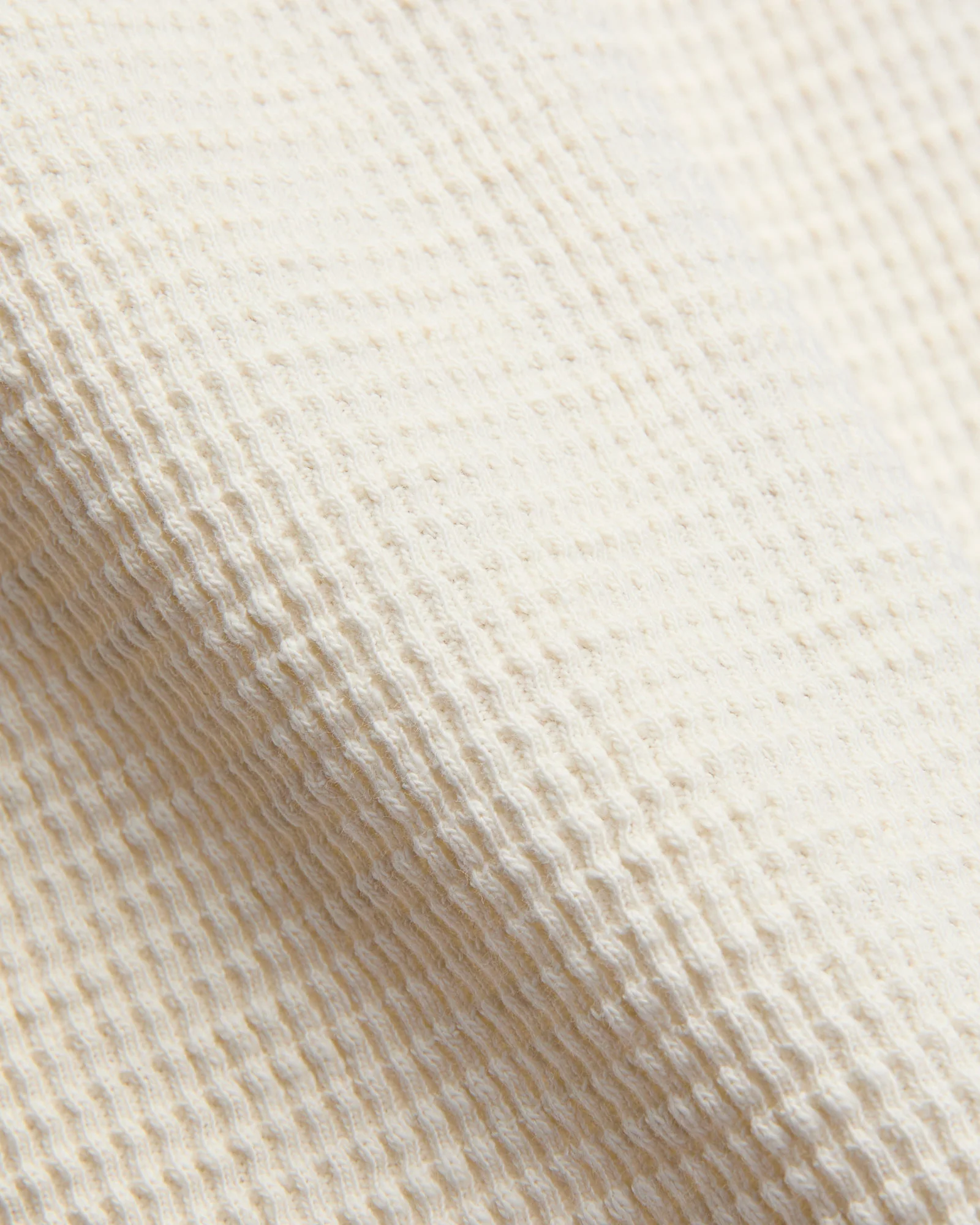 Waffle-Knit Short-Sleeve Henley in Paper White - Image 2