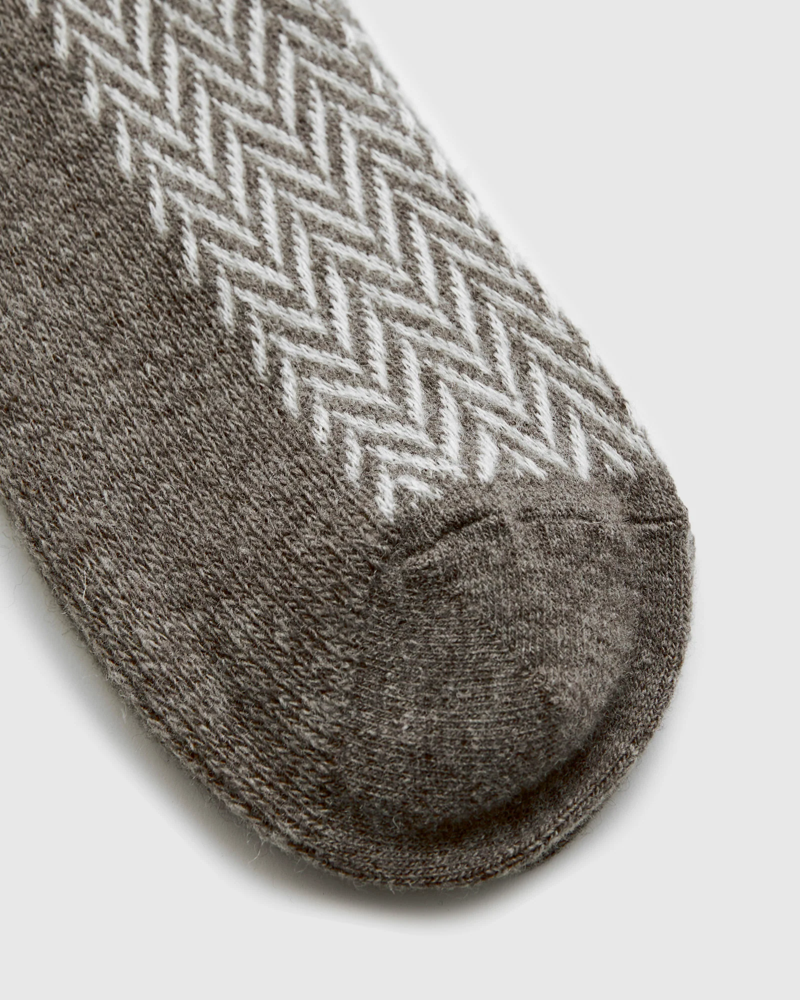 Wool Herringbone Crew Sock in Light Brown - Image 3