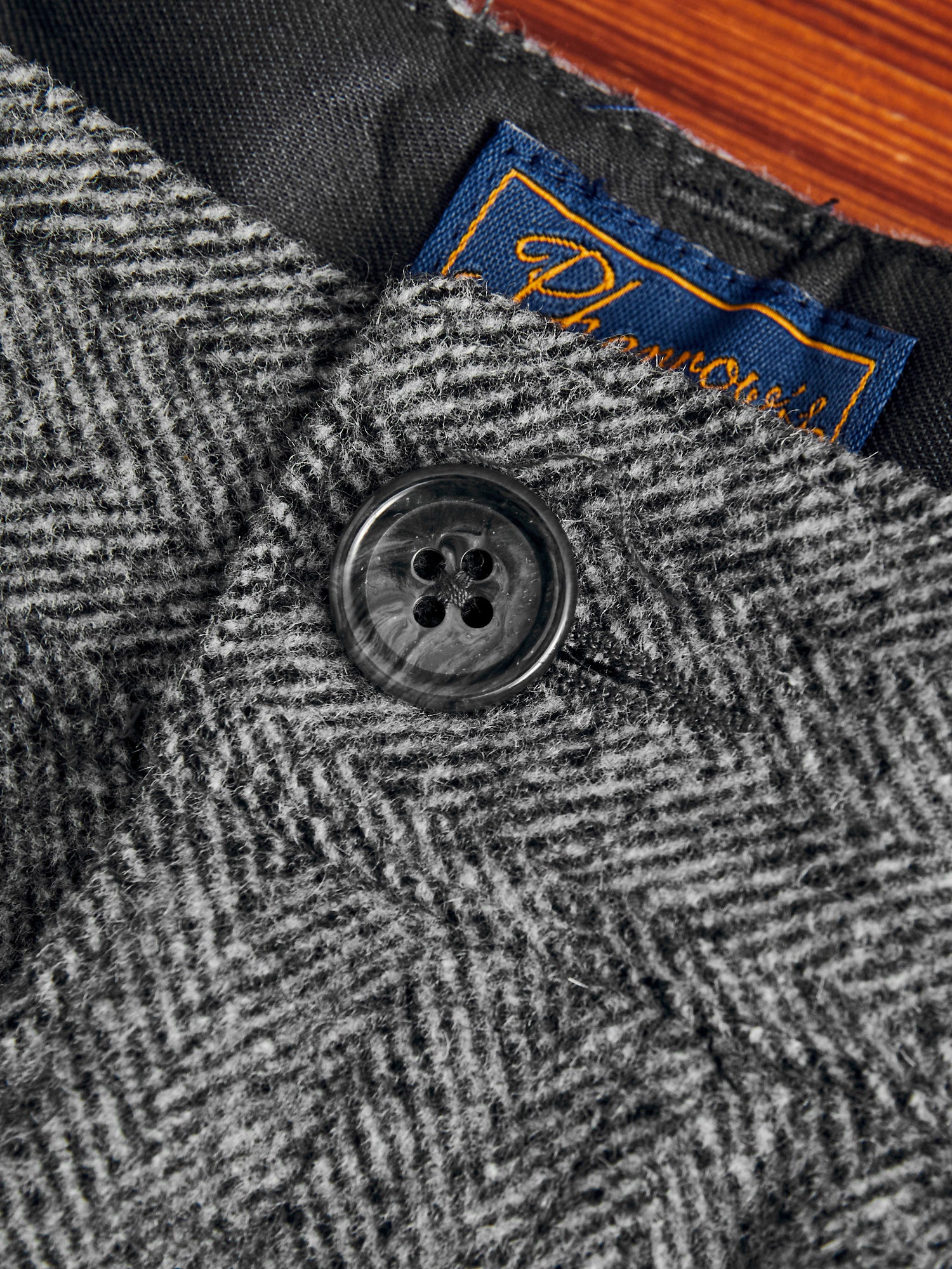 Wool Suit Trousers in Black Herringbone - Image 6
