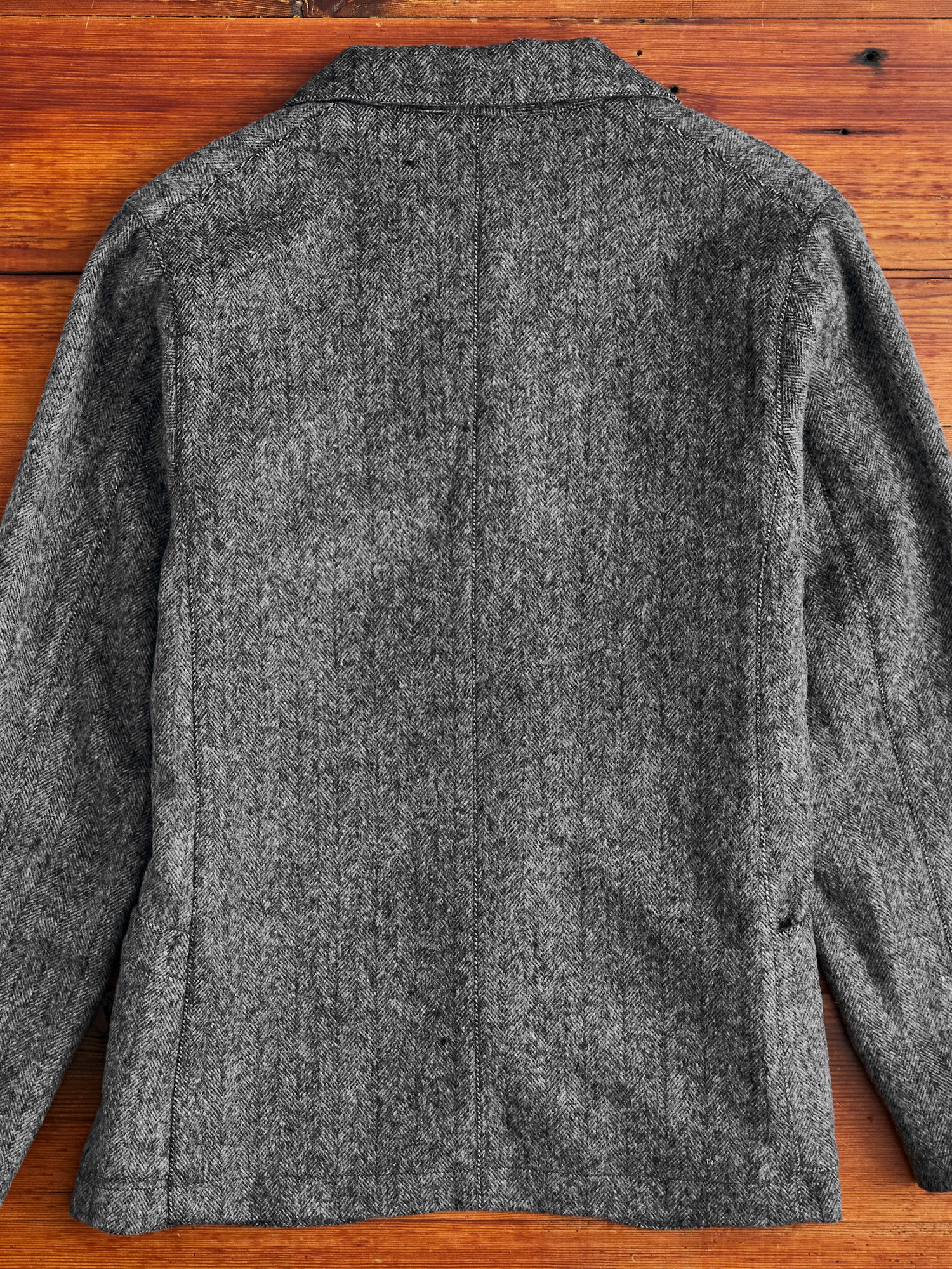 Wool Tailored Jacket in Black Herringbone - Image 11