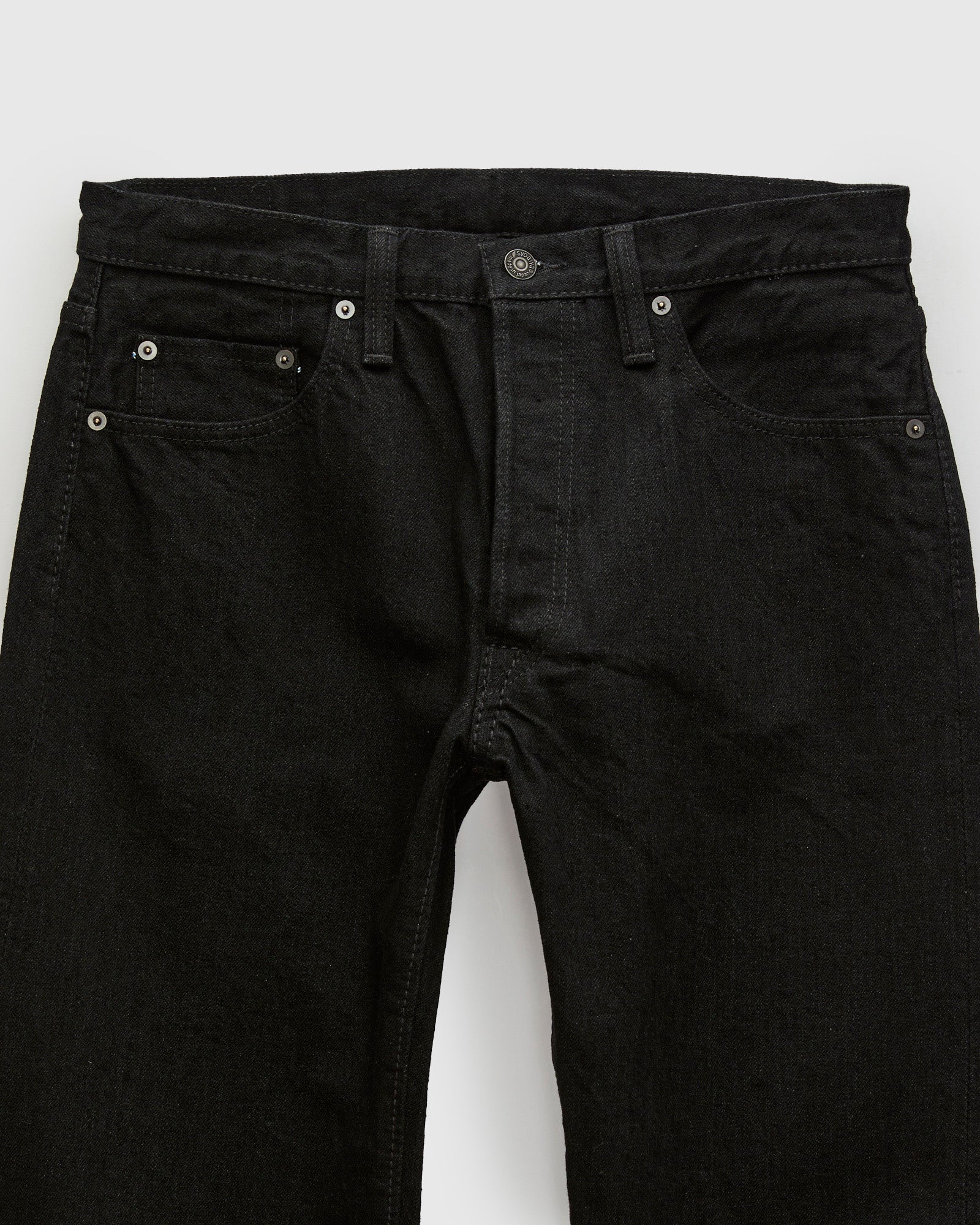 XX-003-BK 14oz Rinsed Double Black Selvedge Denim - Regular Straight Fit - Image 6