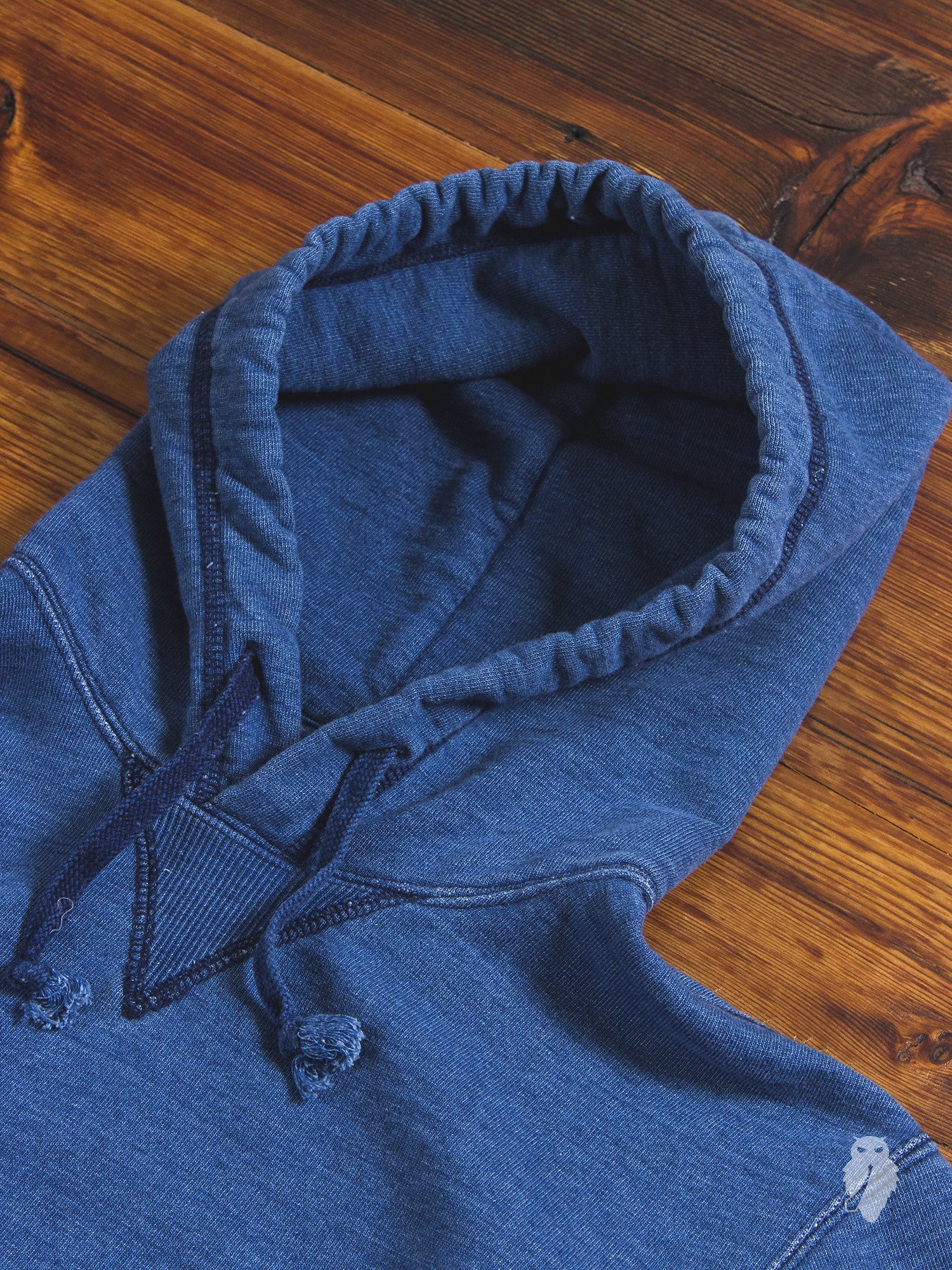 Yarn-Dyed Pullover Hoodie in Washed Indigo - Image 2