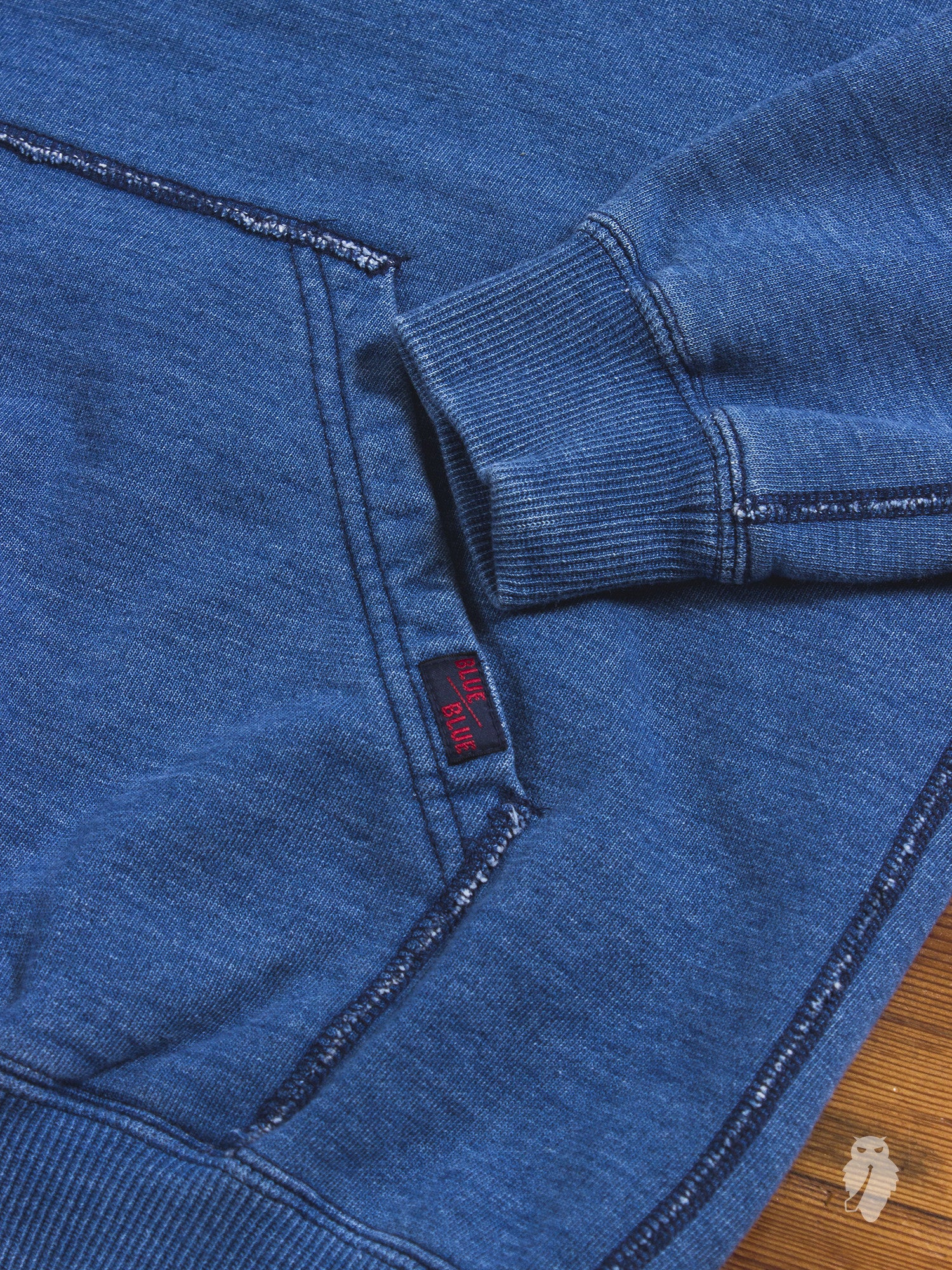 Yarn-Dyed Pullover Hoodie in Washed Indigo - Image 4