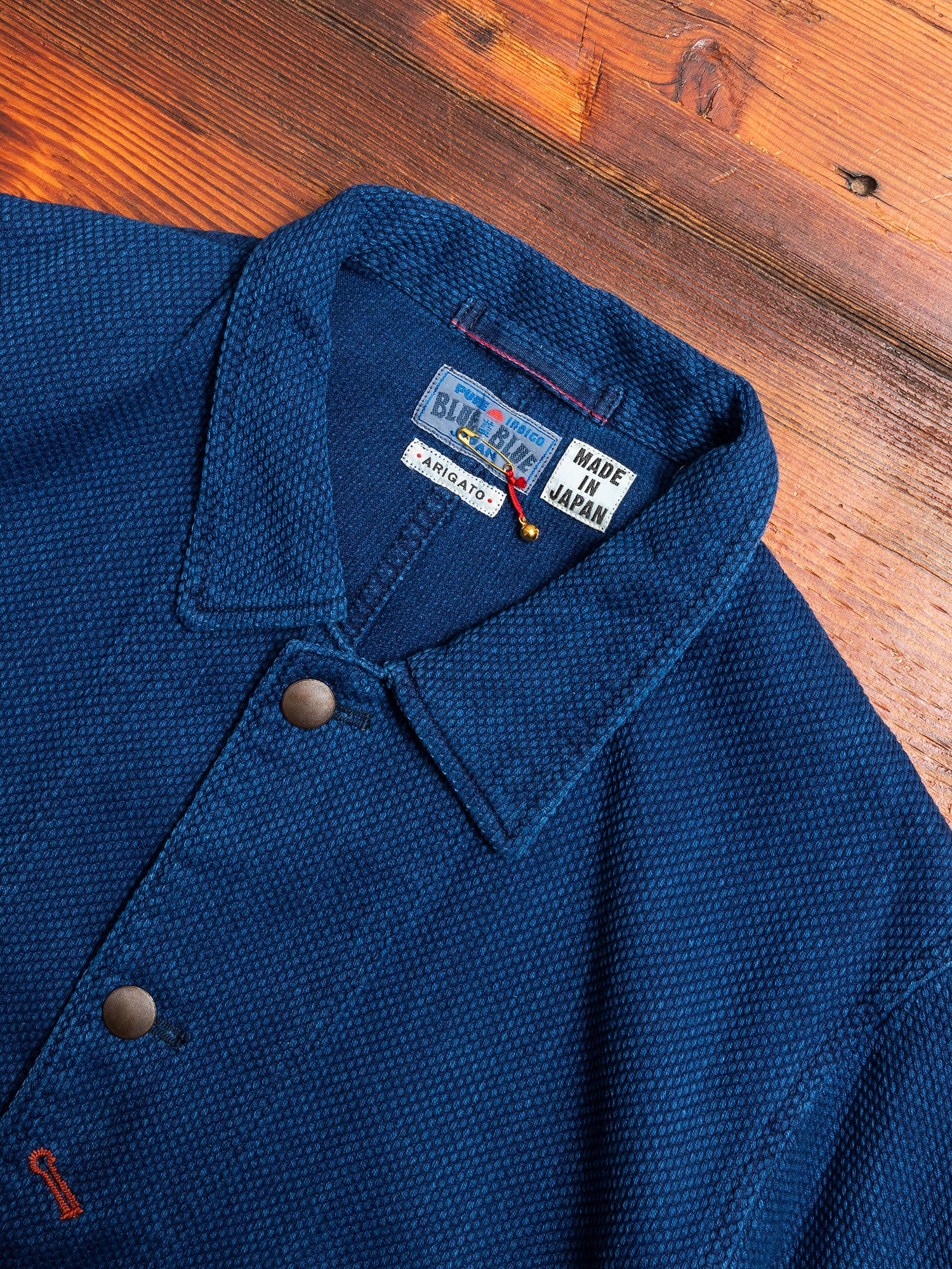 Yarn Dyed Sashiko Railroad Jacket in Indigo - Image 3