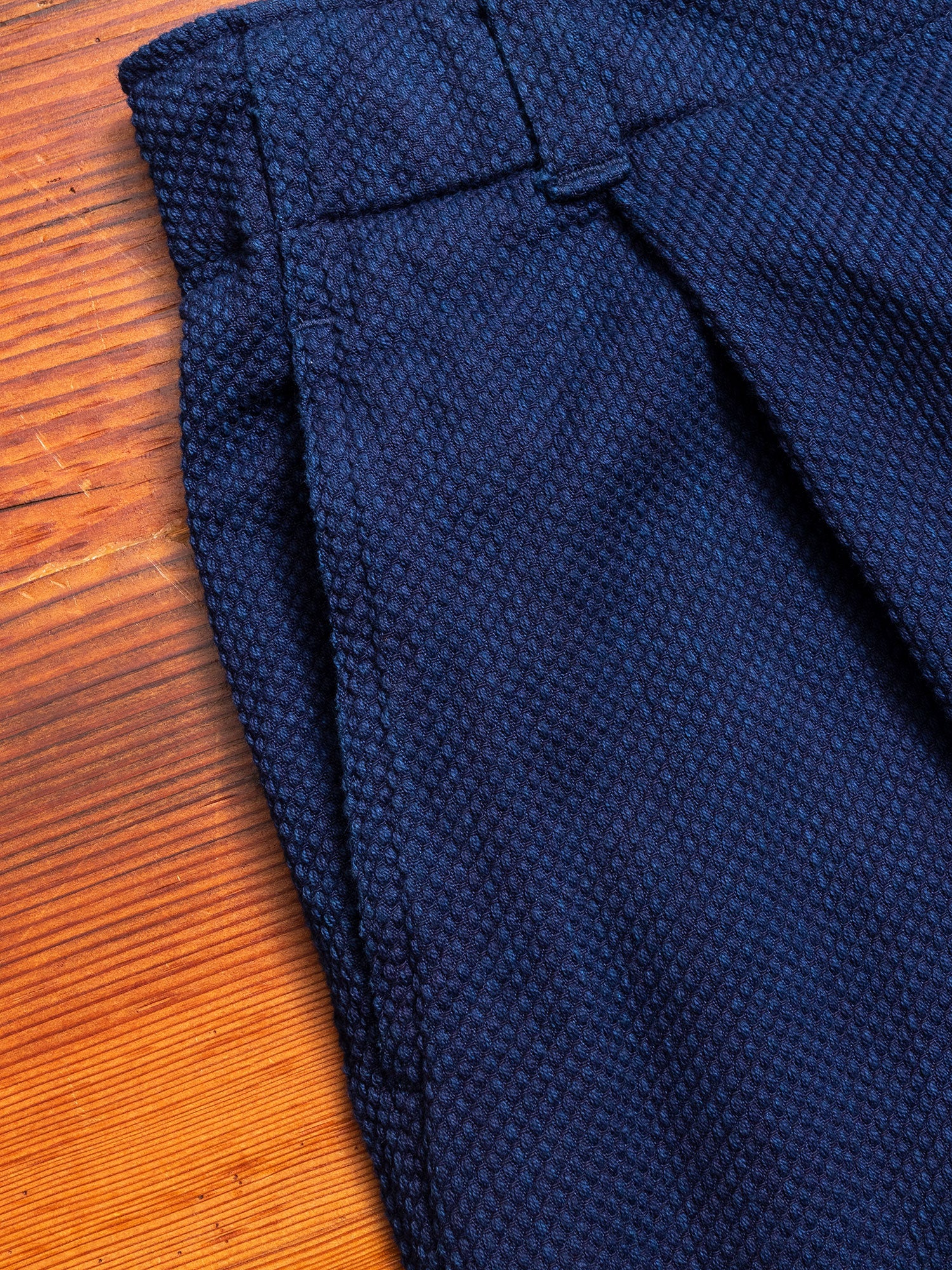 Yarn Dyed Sashiko Work Trouser in Indigo - Image 4