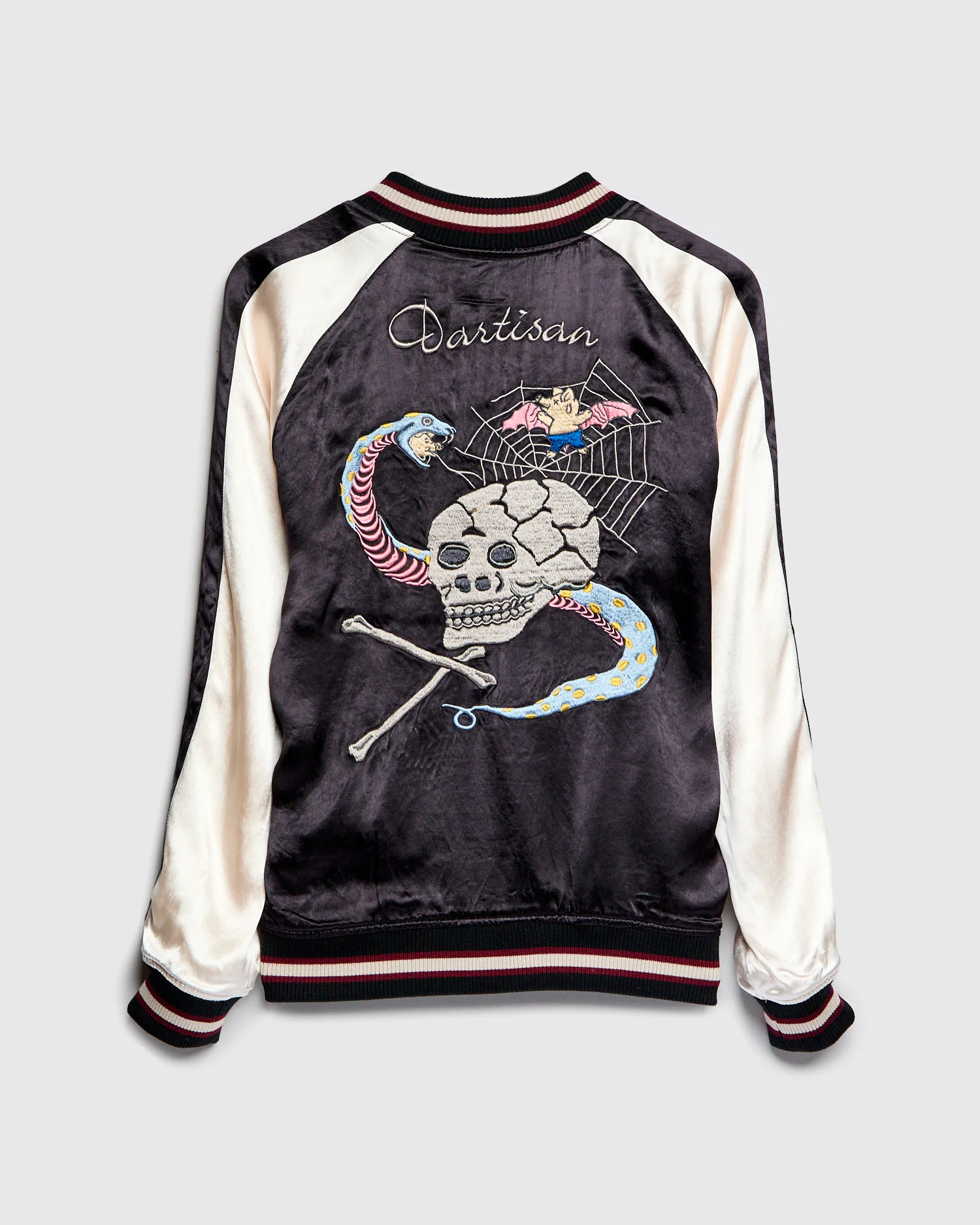 "Yoshino" Reversible Sukajan Souvenir Jacket in Black/Blue - Image 3